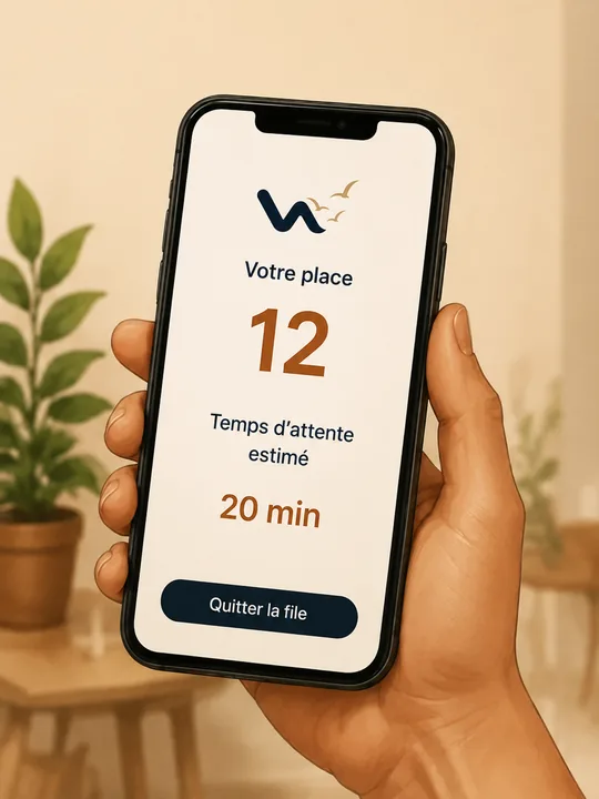 Le client rejoint la file et voit sa position