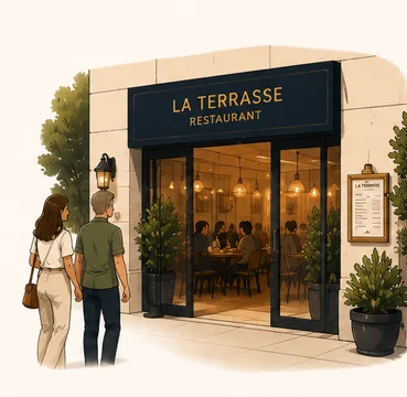 Entrée de restaurant fluide